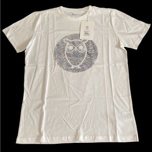Knowledge Cotton short sleeve tee. Size XL, L, M. White. Sustainable organic.